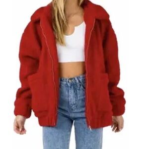 I AM GIA Dark Red Sherpa Jacket